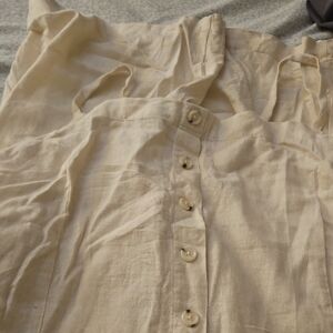 Old Navy Cream Button-Front Linen Jumpsuit